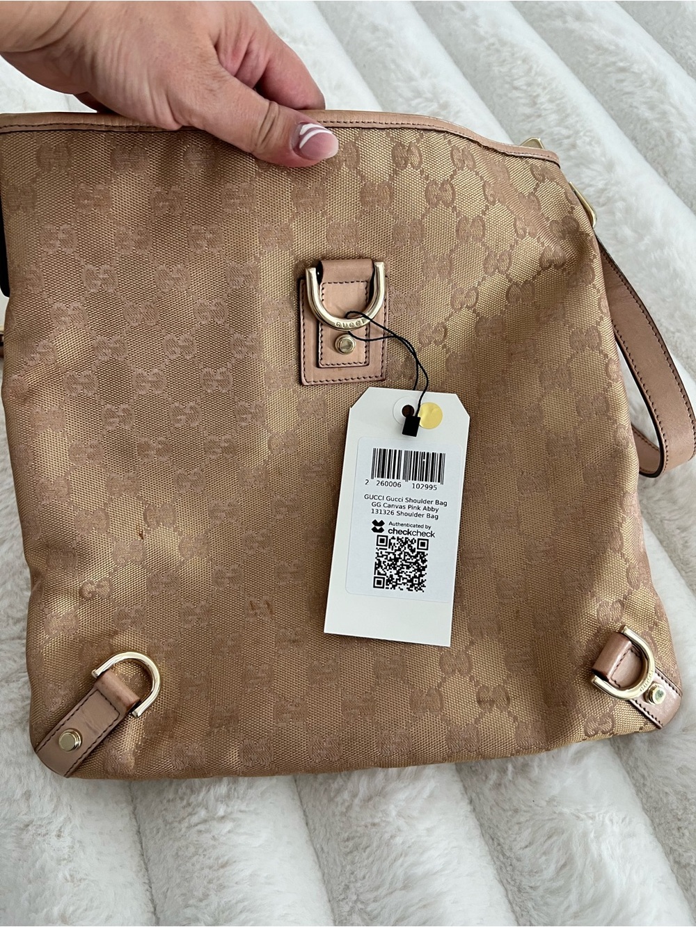 Gucci Tan Monogram Shoulder Bag with Gold Hardware